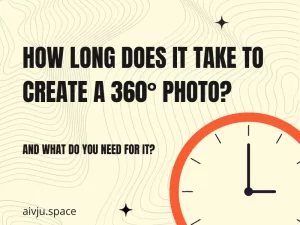 Are you starting as 360° photographer? Image contain clock with title how long does it take to create a 360° photo
