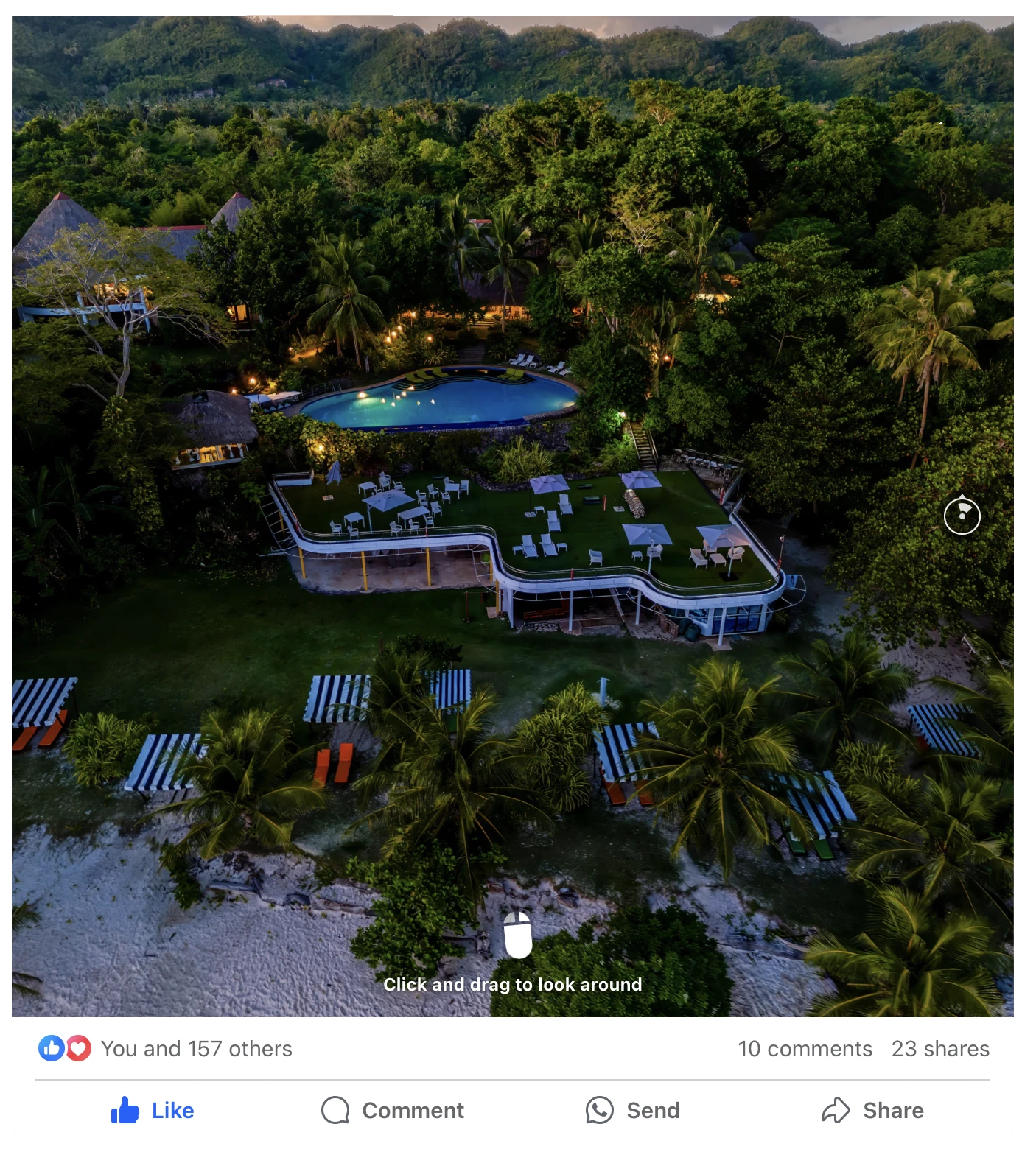 hotel in jungle which you can explore with a 360° photo on Facebook